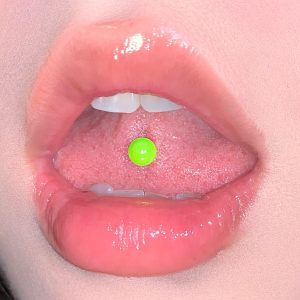 Purple Acrylic Ball Tongue Stud 316L Steel Titanium External Thread Tongue Ring Body Piercing Jewelry