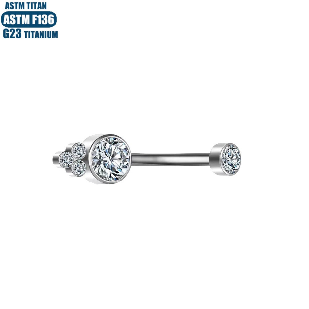 G23 Titanium Navel Ring with CZ Diamond Inner Spiral Belly Button Piercing Jewelry - Image 4