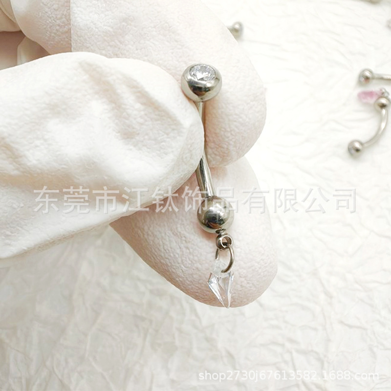 G23 Titanium Navel Ring Dangle Star Kite Stone Belly Button Piercing Jewelry - Image 4