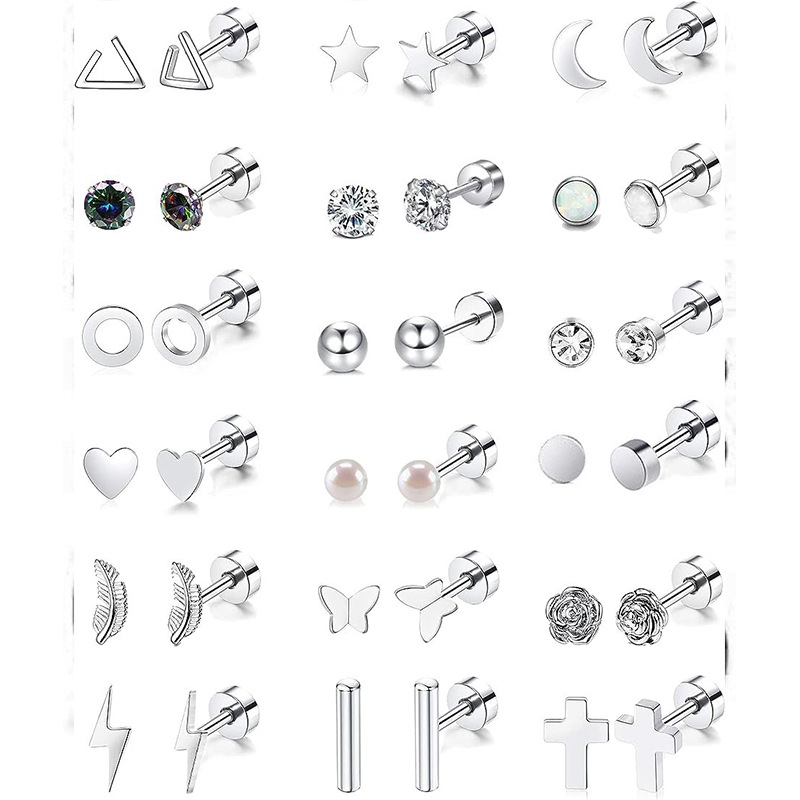 Gold Heart-Shaped Mini Stud Earrings Stainless Steel Geometric Cake Studs for Women - Image 2