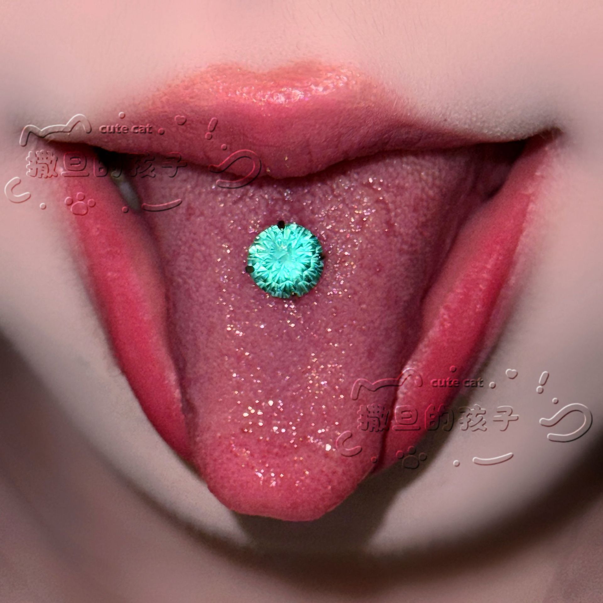Satan's Child Hatsune Miku F136 Titanium Alloy Tongue Nail Fireworks Cut Rare Color Tongue Barbell - Image 2
