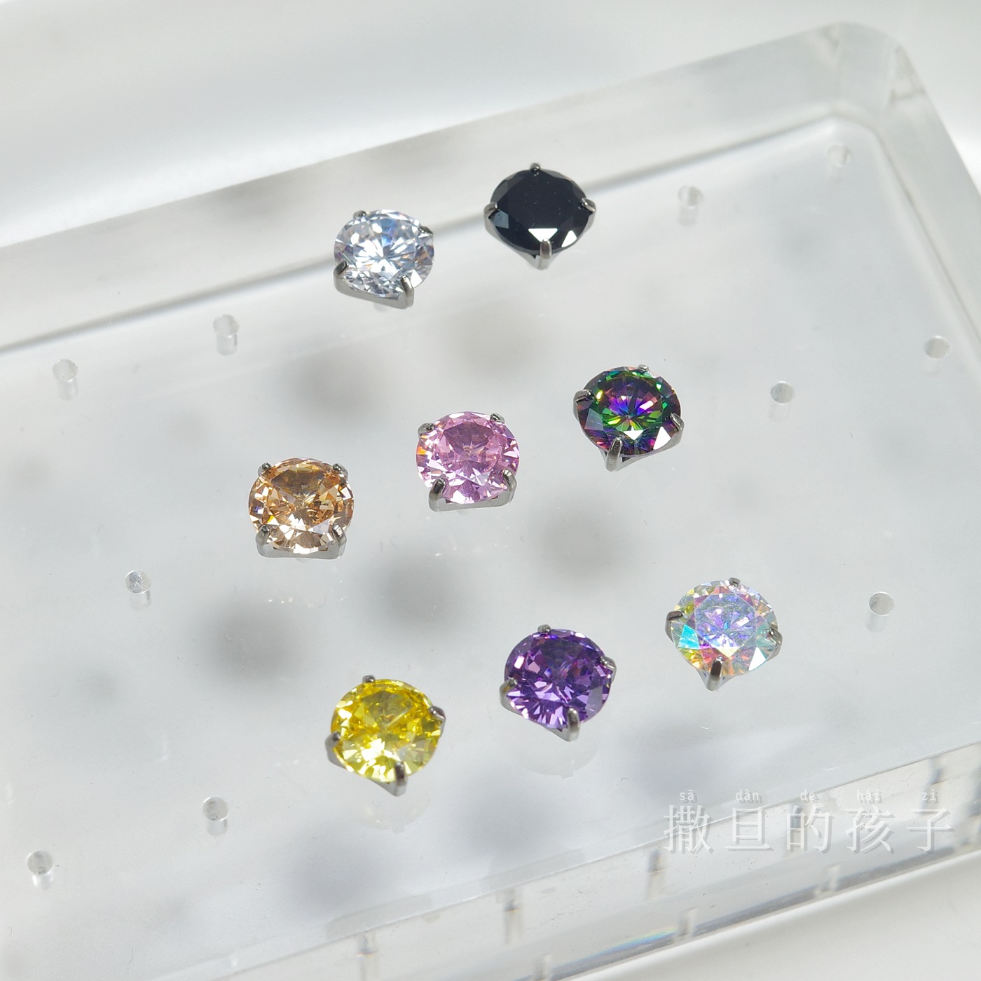 Titanium Alloy Flashing Zircon Tongue Piercing Barbell Internally Threaded for Women - Image 4
