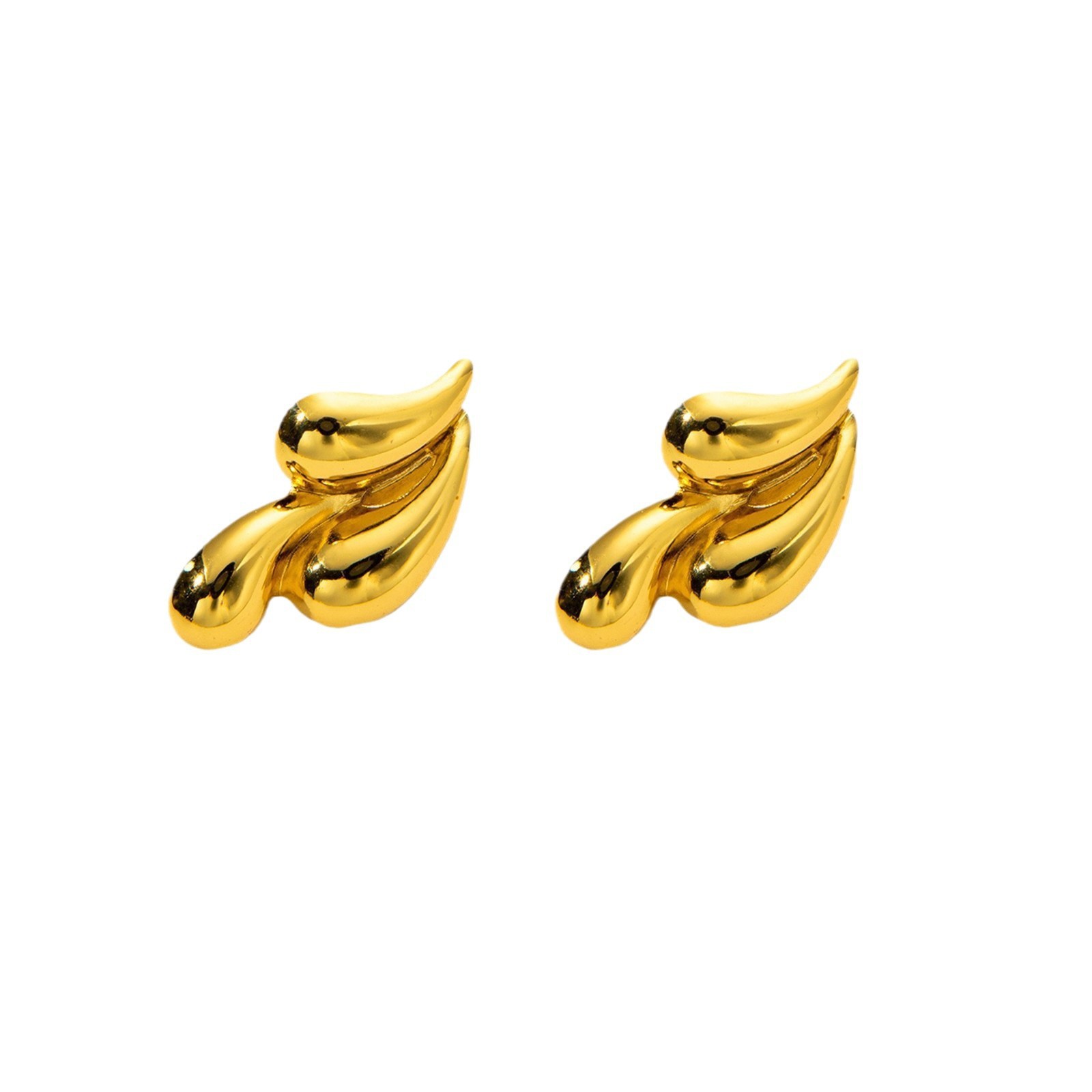 Three-Drop Water Shape Irregular Earrings Stainless Steel Gold 18K Gold Plated Trendy Unisex Ear Piercing Jewelry Wholesale - Image 4