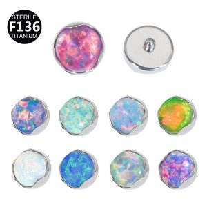 G23 Titanium External Thread Lip Stud Opal Eyebrow Stud Nose Stud Ear Bone Stud Body Piercing Jewelry