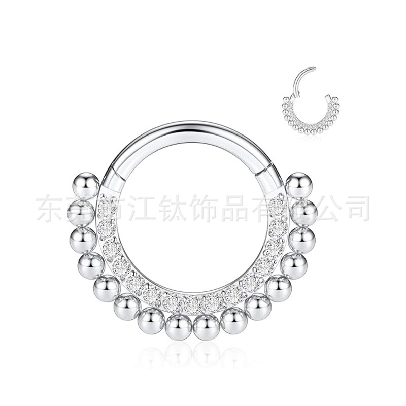 G23 Titanium Nose Ring with 5A Zircon Inlay Ball - ASTM F136 Body Piercing Jewelry - Image 5