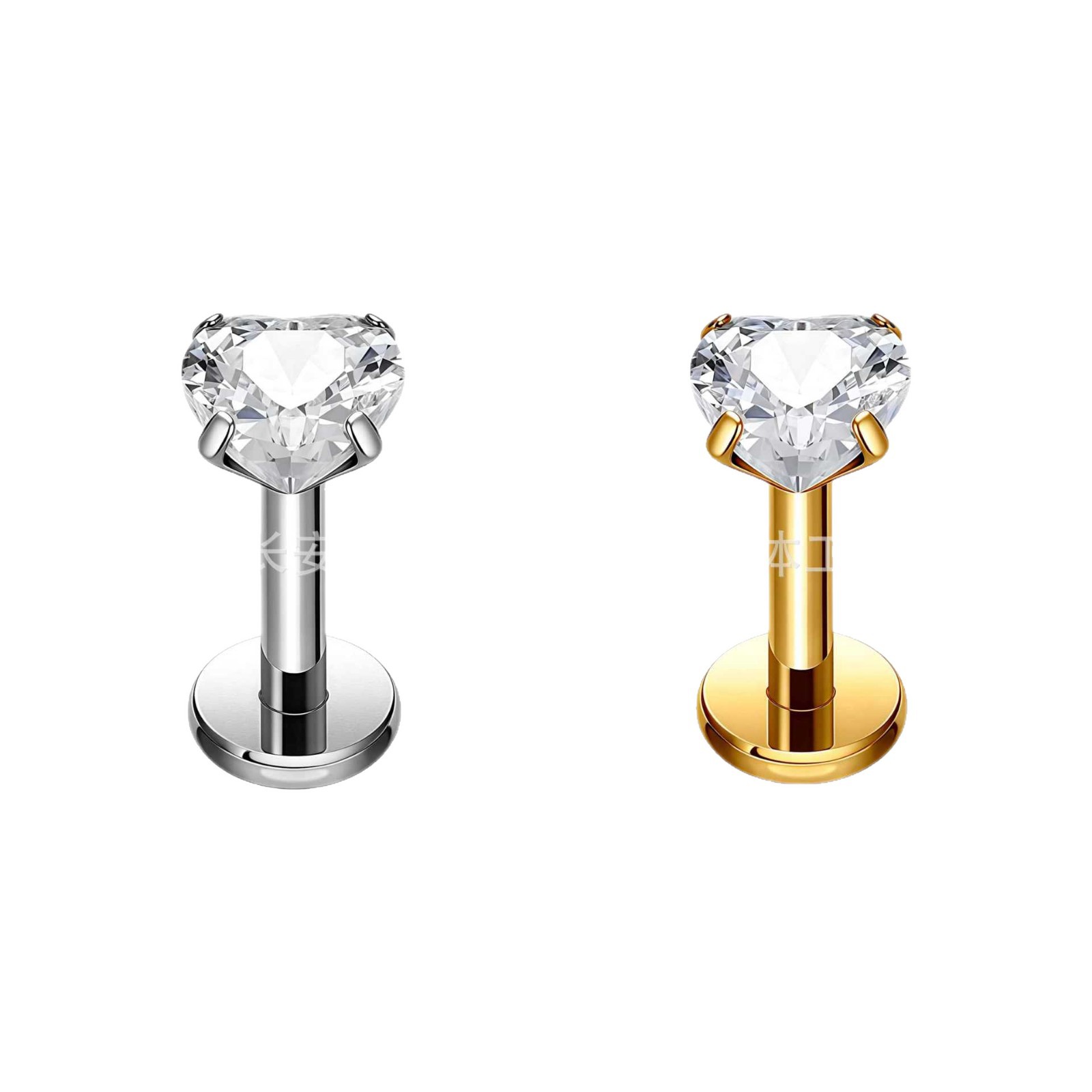 F136 Titanium Four-Claw 5A Heart Zircon Nose Stud Nail Earring Piercing Jewelry - Image 5