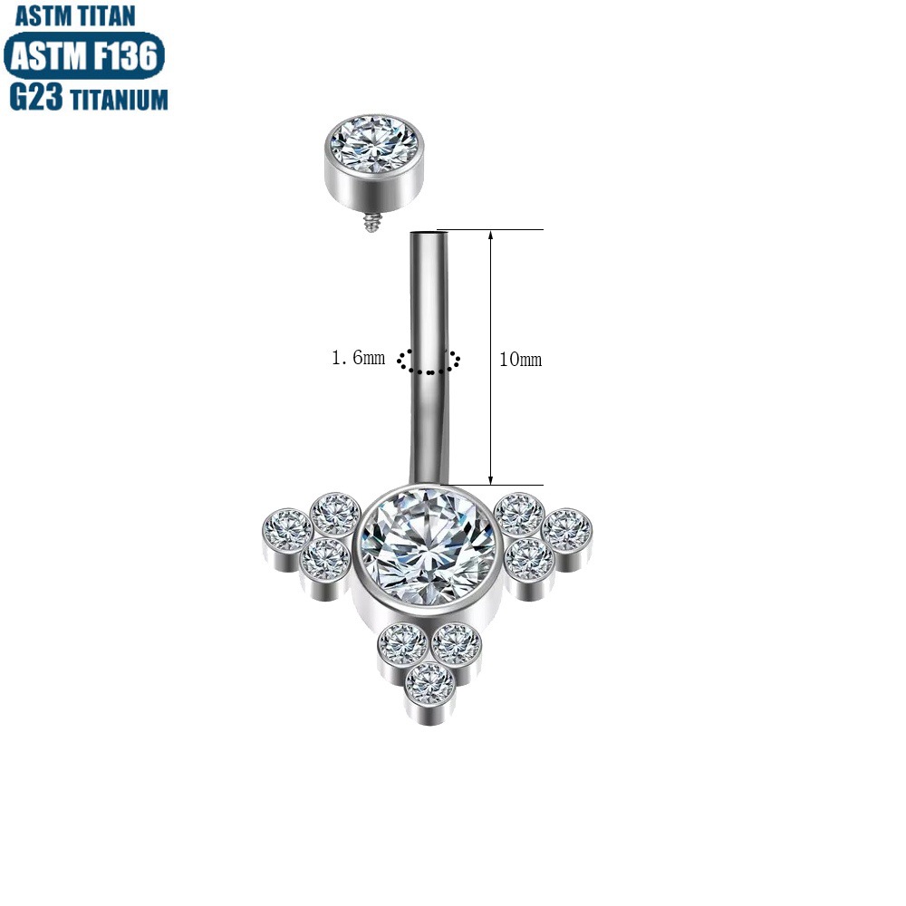 G23 Titanium Wholesale Navel Ring Internally Threaded Silver Belly Button Piercing Jewelry - Image 4