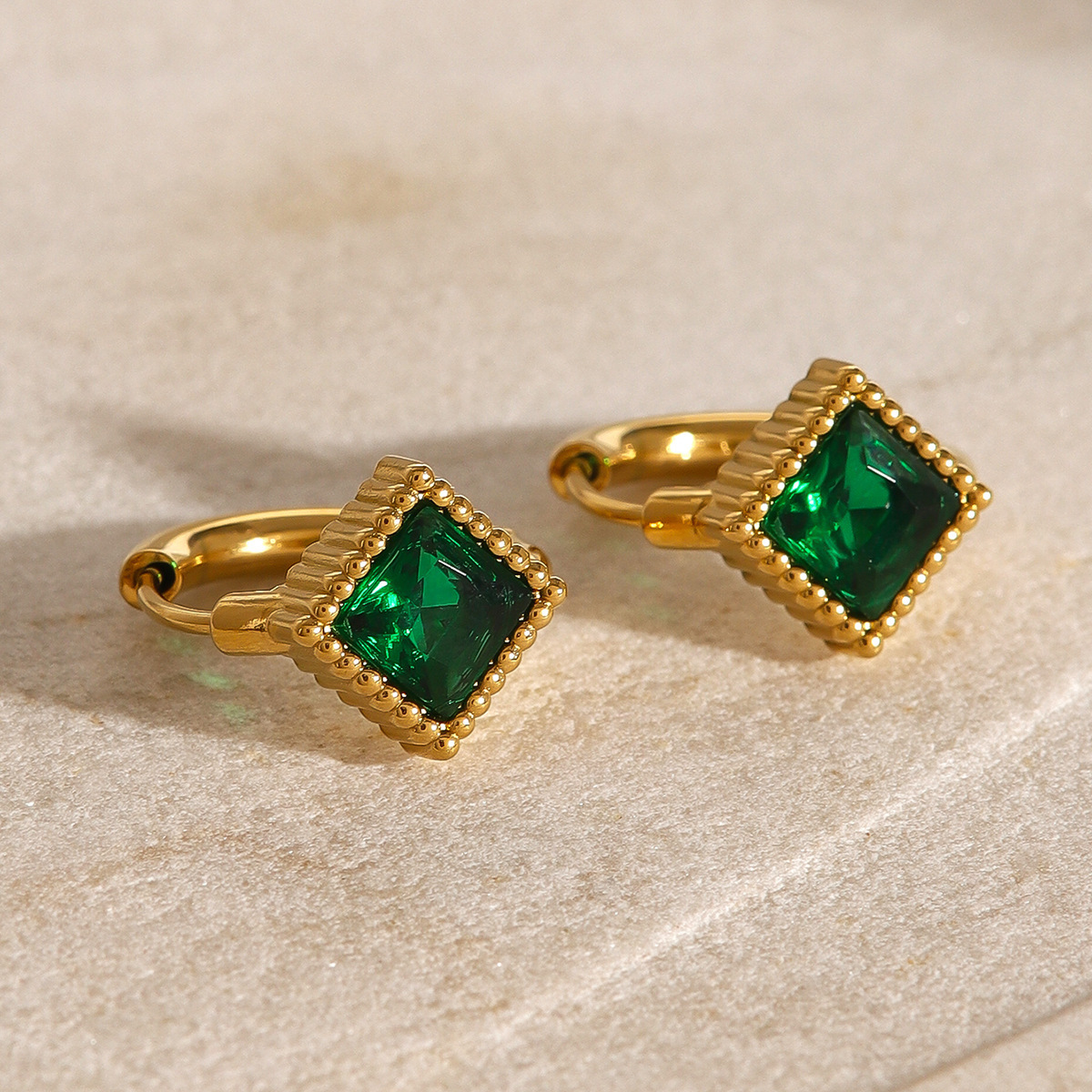 Crystal Earrings Ear Buckle 18K Gold Stainless Steel Simple Geometric Earrings for Women - Image 4