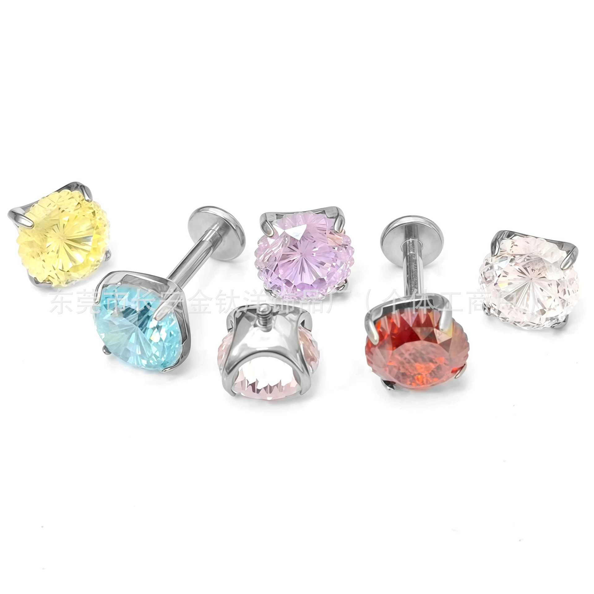 G23 Titanium Violet Crown-Cut Lip Tongue Nose Ear Cartilage Piercing Jewelry F136 Titanium Round Base - Image 5