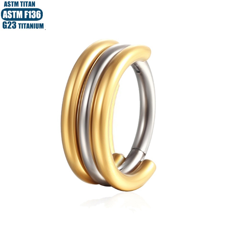 G23 Titanium Nose Ring Seamless Split Ring 3 Color Hinge Tris Piercing Earring Hoop - Image 3