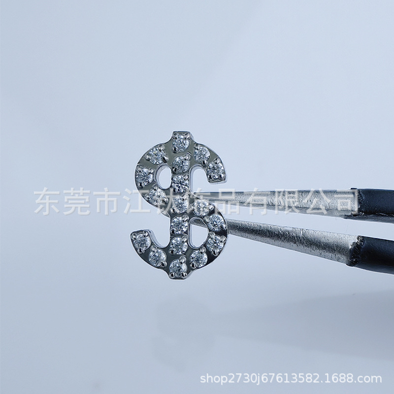 JT770 G23 Titanium Ear Bone Nail Dollar Inlaid Zircon Cross-Border Hot Selling Body Piercing Jewelry Ear Stud - Image 4