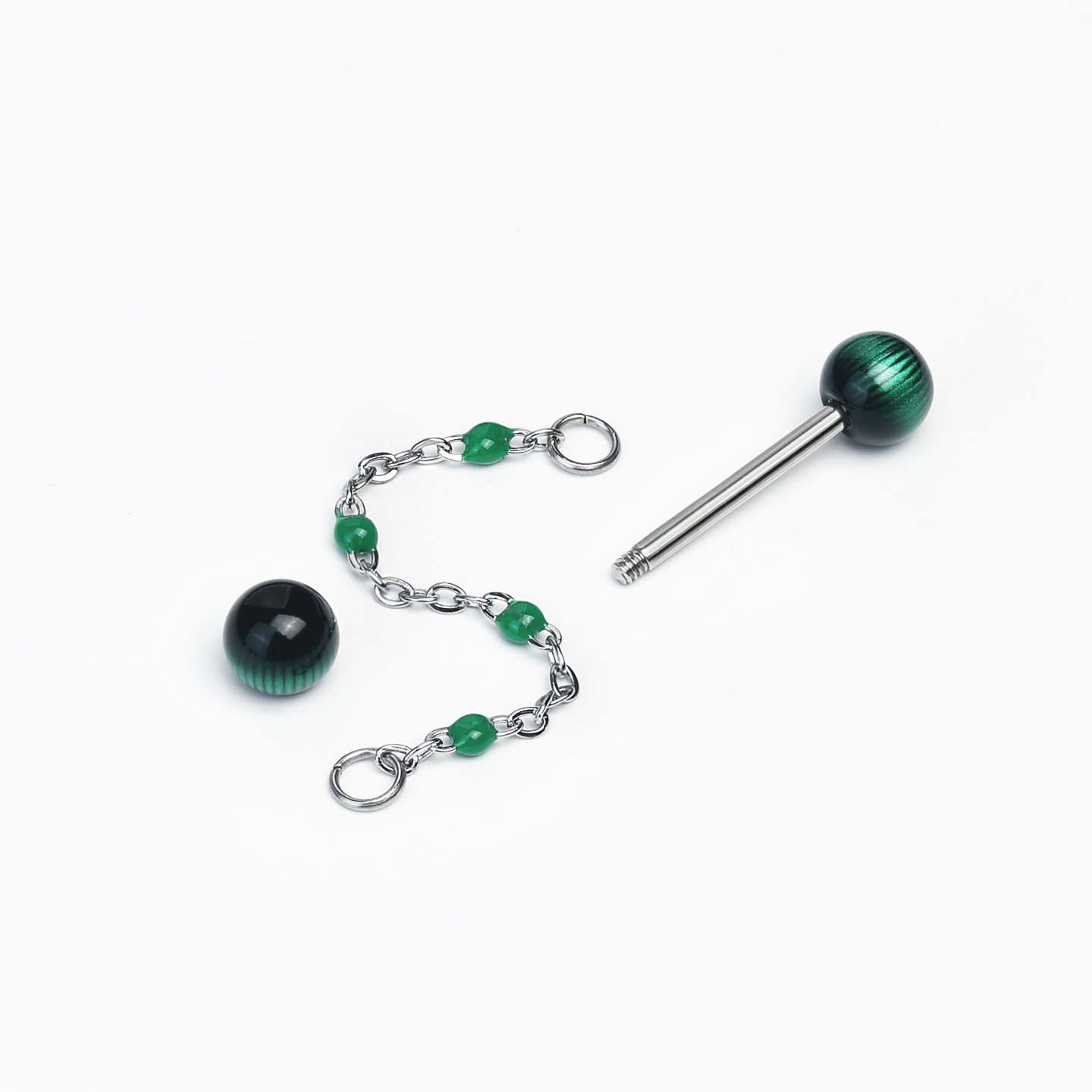 Double-Ended Retro Gradient Chain Tongue Piercing Detachable Acrylic Hot Girl Style 316L Surgical Steel Externally Threaded Tongue Barbell - Image 4