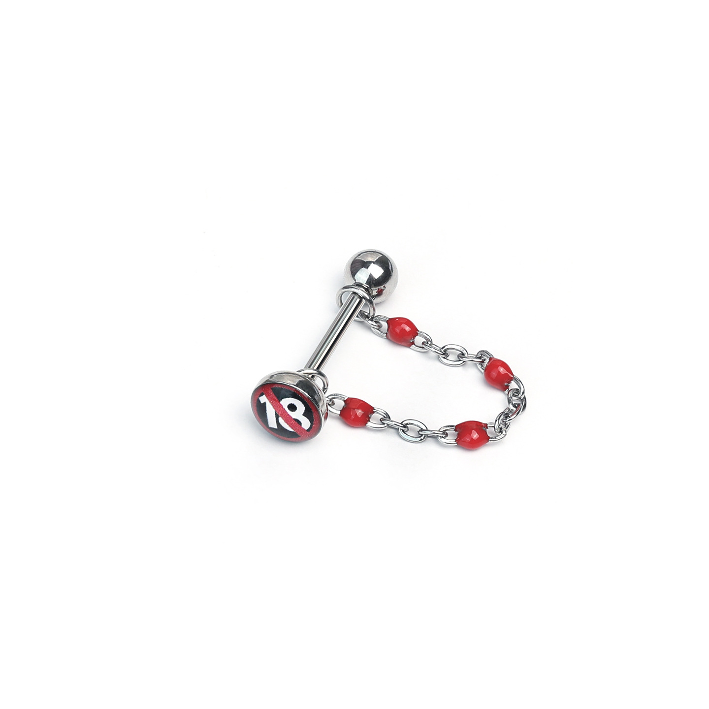 18+ Chain Tongue Piercing Barbell Removable Titanium Steel Unisex Hot Girl Punk Style - Image 2
