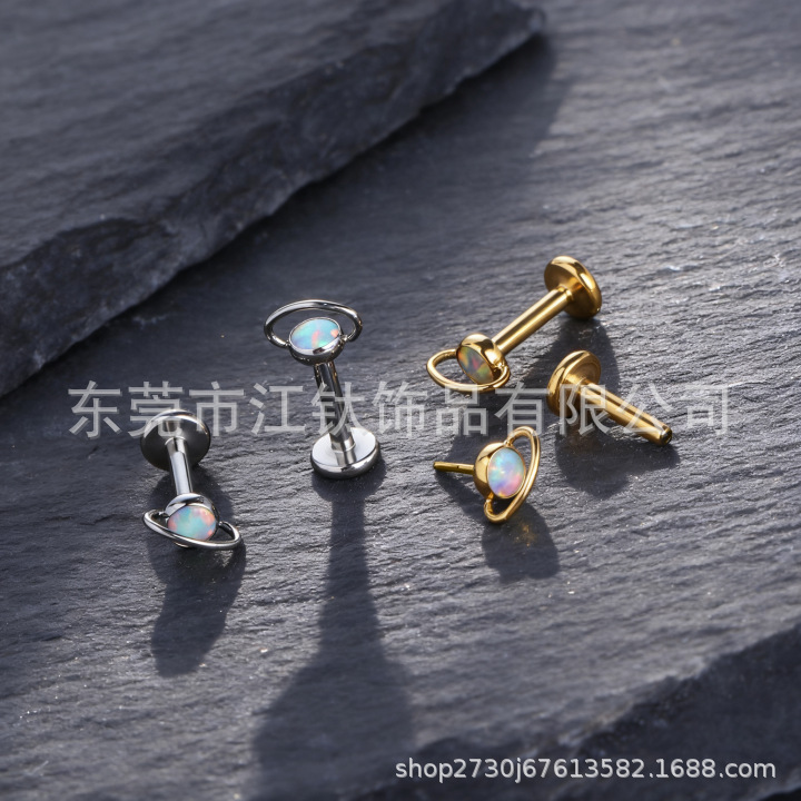 G23 Titanium Planet Orbit Opal Inlay Ear Cartilage Hoop Earring | JT927 - Image 3