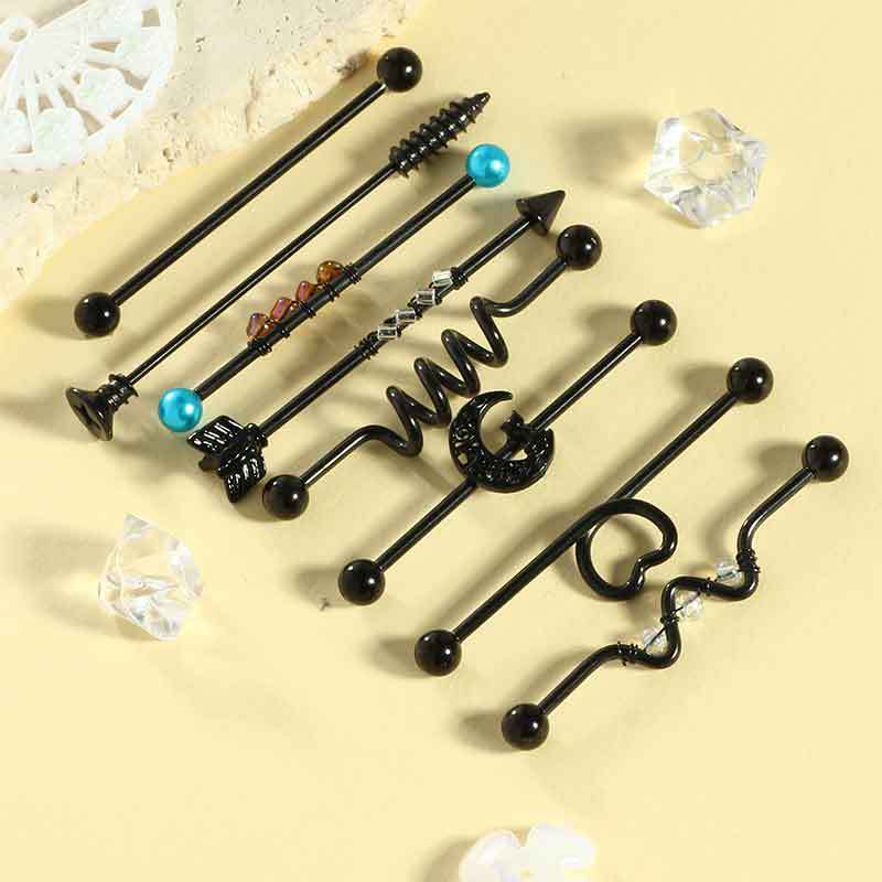 Stainless Steel Extended Rod Ear Bone Nail, Best-Selling Piercing Auricle Nail Welding Ring DIY Punk Piercing Jewelry - Image 4
