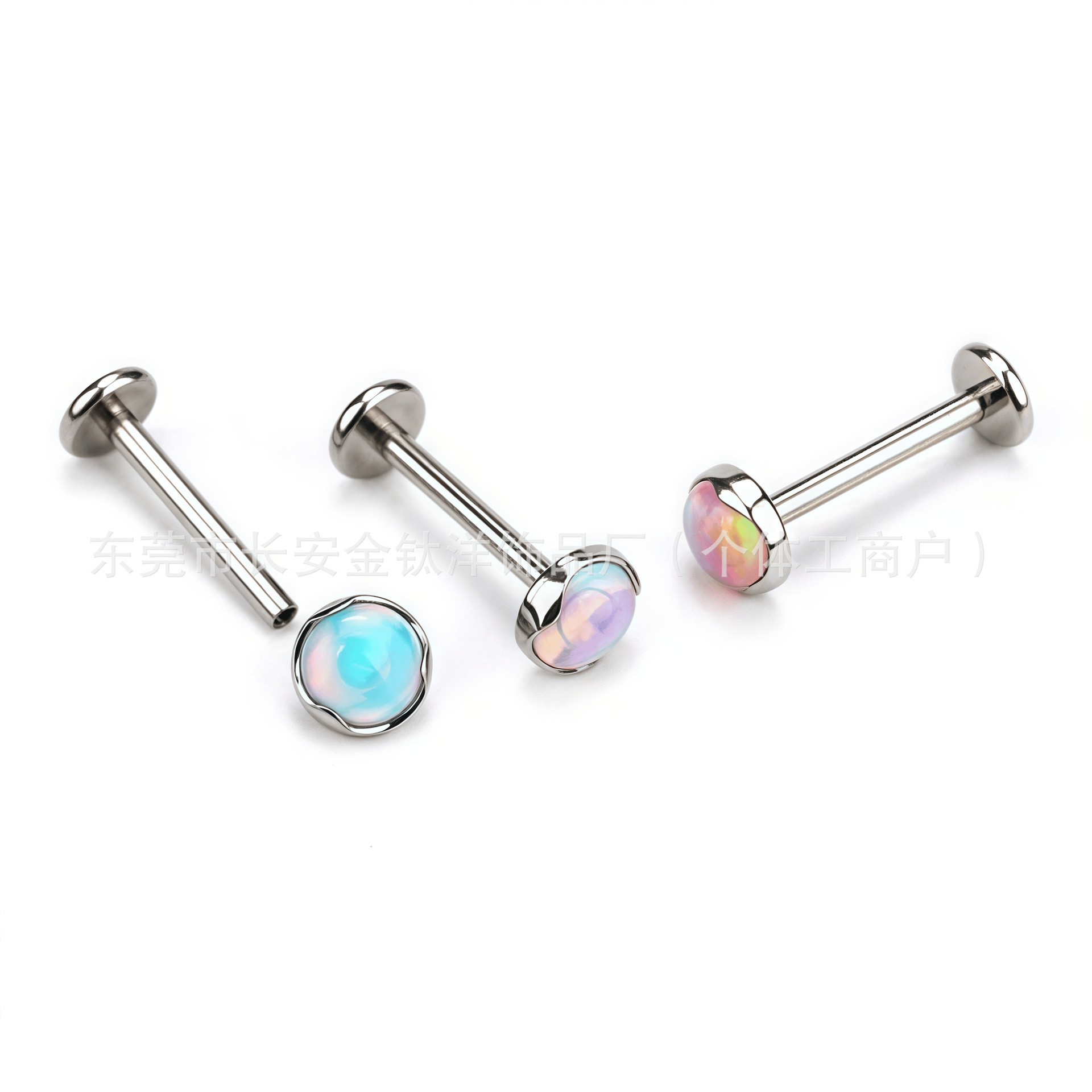 F136 Titanium Wave Edge Flat Nebula Opal Ear Nail Ear Bone Nail Tongue Nail G23 Titanium Alloy Piercing Jewelry - Image 4