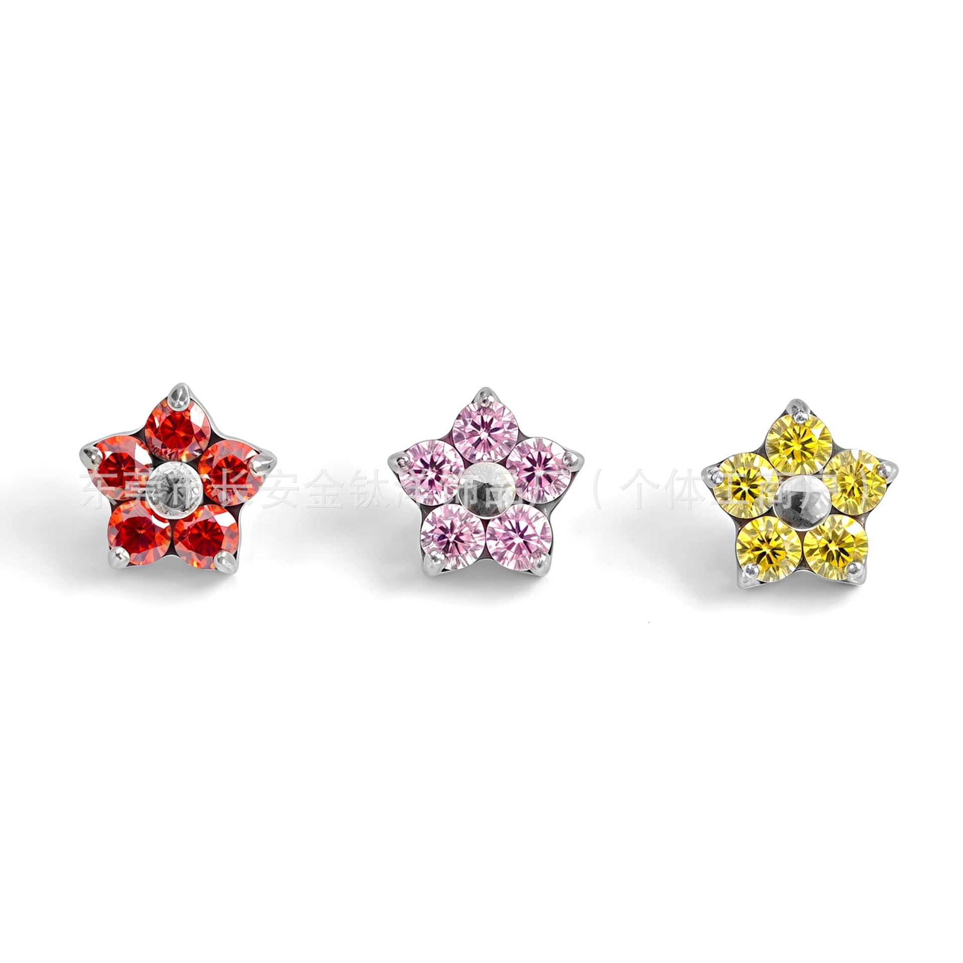 F136 Titanium Flower Five Petals 5A Zircon Earrings Lip Nails Nose Nails Ear Bone Nails G23 Titanium Alloy Piercing Jewelry - Image 2