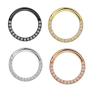 Stainless Steel Copper Inlaid Zircon Star Nose Ring - High-End Body Piercing Seamless Hoop