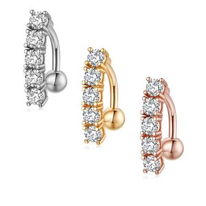 Zircon Rewind Round Belly Button Ring Stainless Steel Pendant Belly Button Stud Amazon Wish Piercing Jewelry