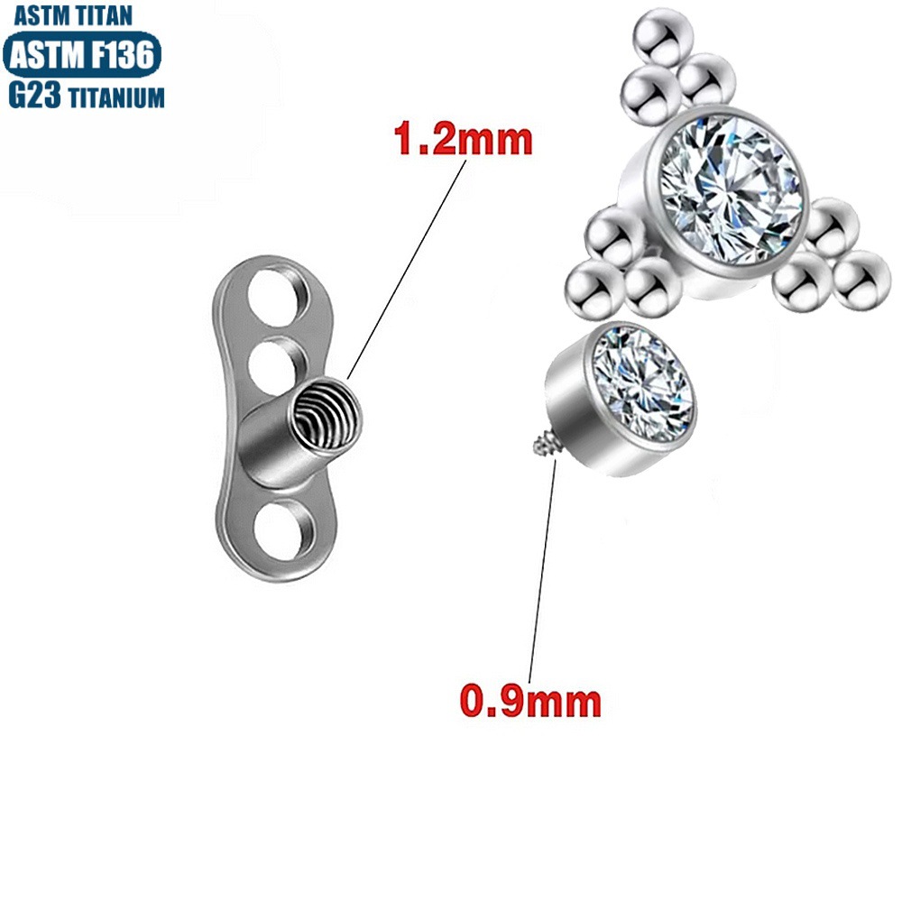 G23 Titanium Clasper Nail Inlaid Zircon Implant Body Piercing Jewelry - Image 3