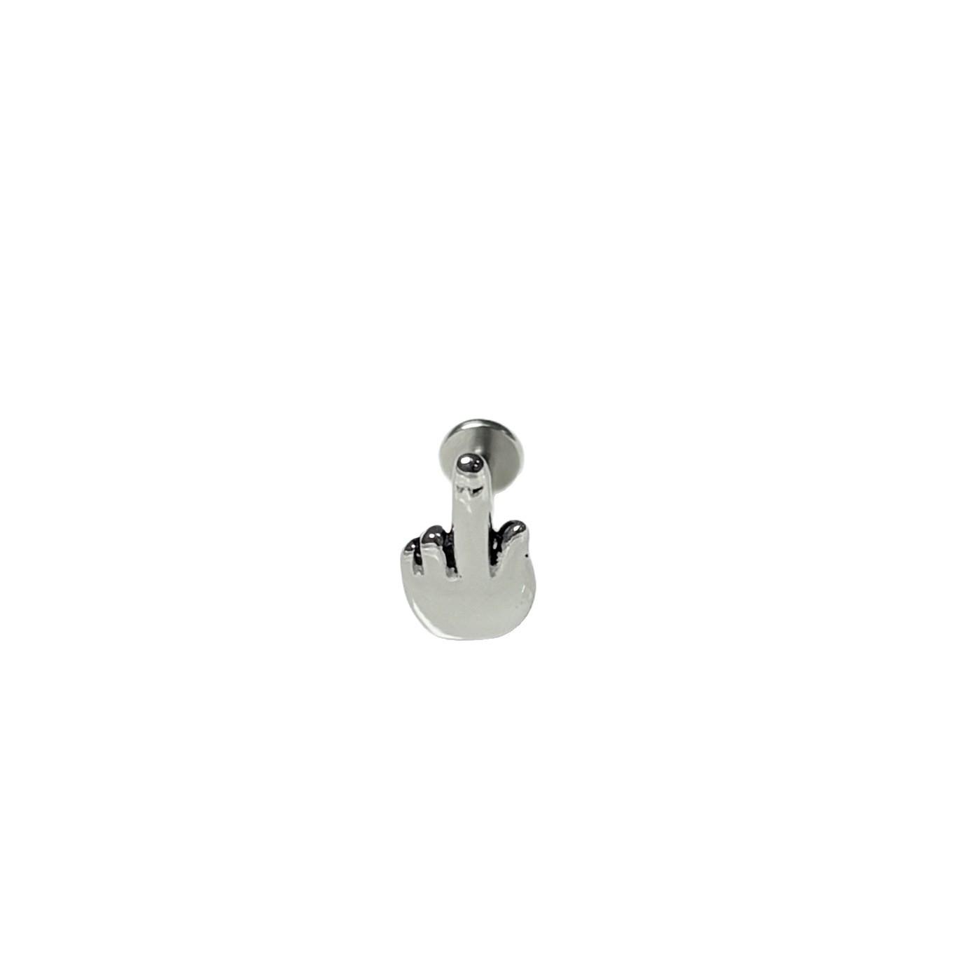 Abstract Middle Finger Lip Stud - 316L Surgical Steel/Internally Threaded Niche Punk Piercing Jewelry Wholesale - Image 5