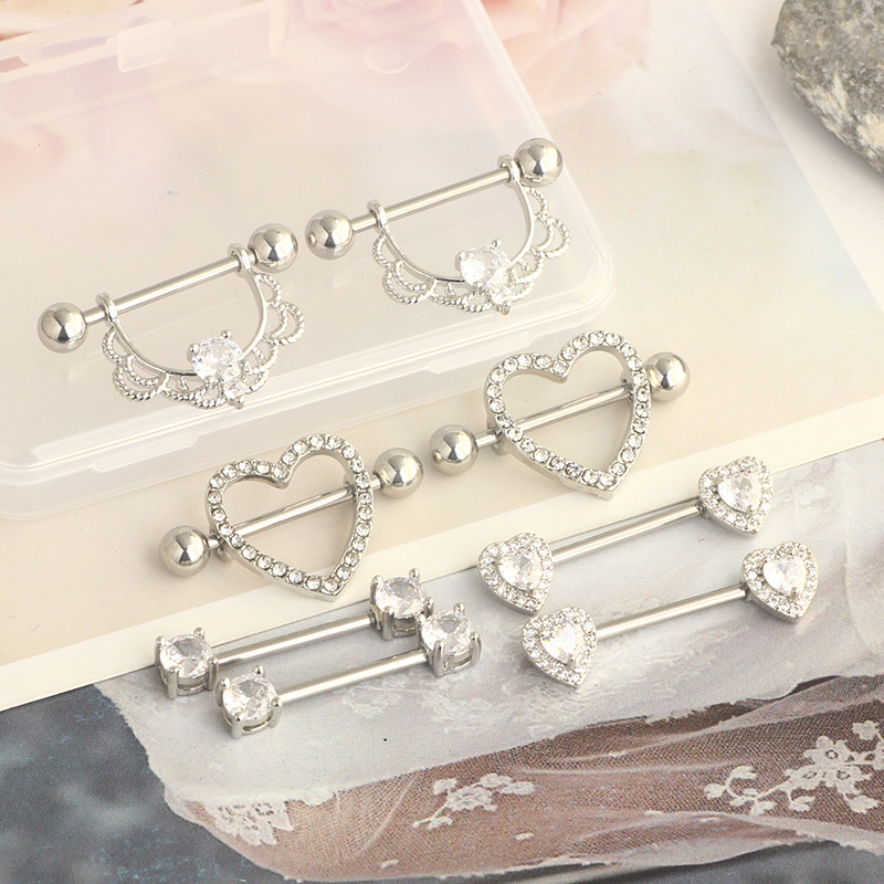 Nipple Ring Set Stainless Steel Star Body Piercing Jewelry Rose Gold - Image 5