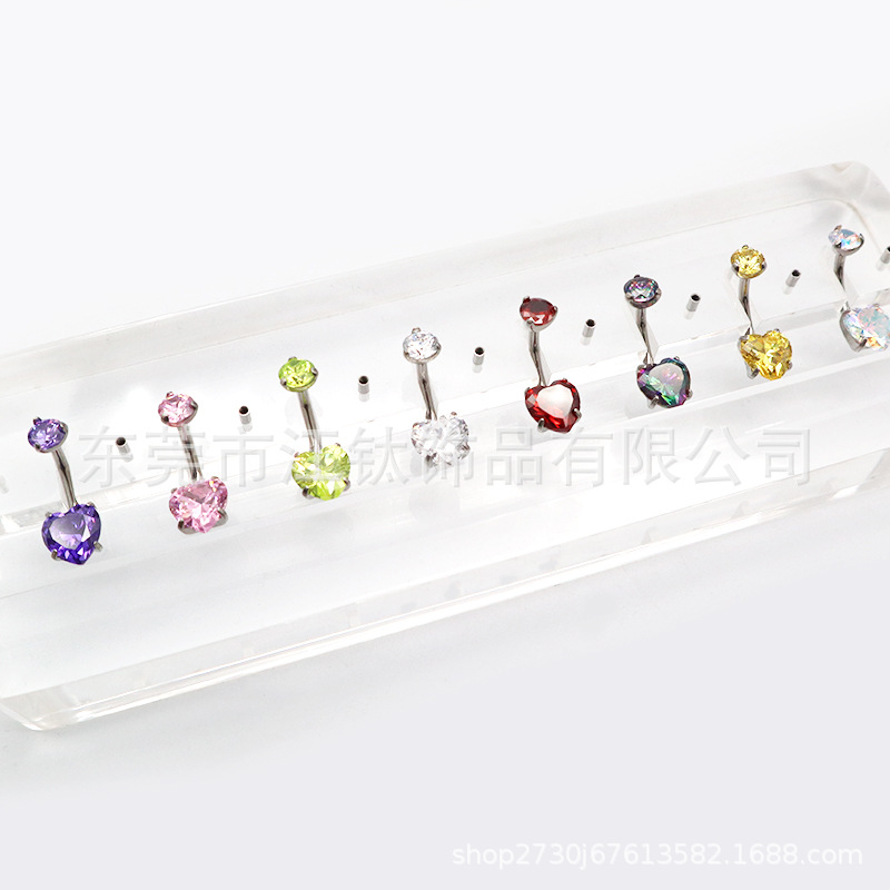 F136 Titanium Heart-Shaped Navel Ring with 5A Zircon - G23 Titanium Alloy Belly Button Jewelry - Image 4