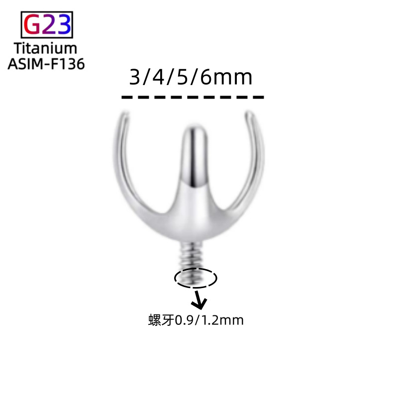 F136 Titanium Alloy Three-Claw External Thread Hollow Opal Lip Nail Ear Nail Tongue Nail Accessories Body Piercing Jewelry - Image 4