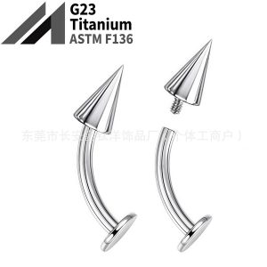 F136 Titanium Internally Threaded Pointed Lip Nail Flat Ball Eyebrow Nail Devil Nail G23 Titanium Alloy Piercing Jewelry