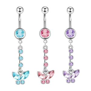 Heart Shape Purple Navel Ring - Stainless Steel Belly Button Jewelry for Women