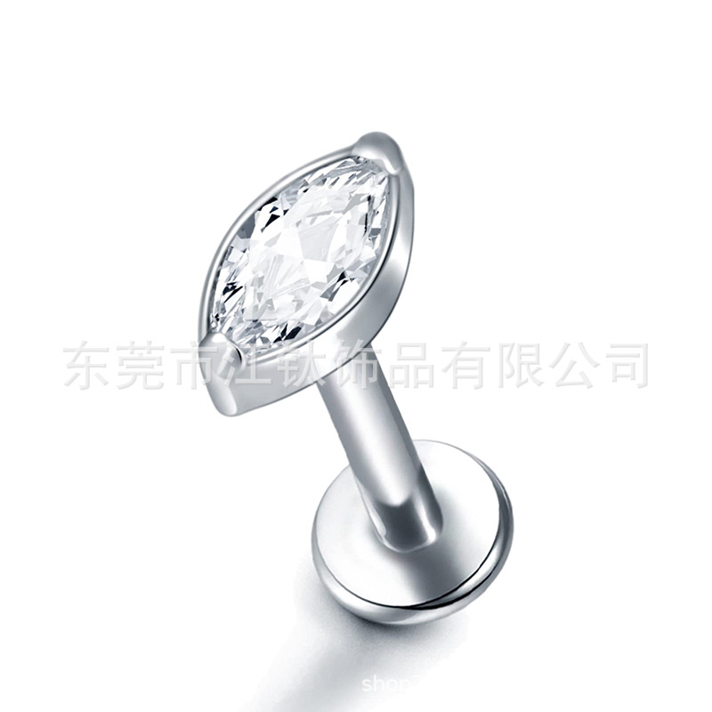 G23 Titanium Horse Eye Lip & Ear Stud Zircon Implant Grade Body Piercing Jewelry - Image 5