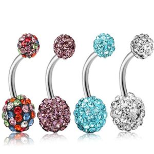 Amazon Hot Sale 4-8 Piece Stainless Steel Clay Belly Button Rings Set - Body Piercing Jewelry
