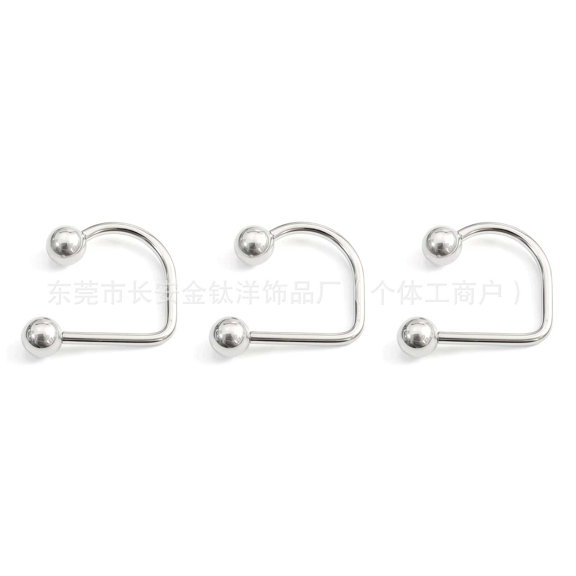 F136 Titanium Internal Thread D-Shaped Lip Ring, U-Shaped Horseshoe Earrings, G23 Titanium Alloy Body Piercing Jewelry - Image 2