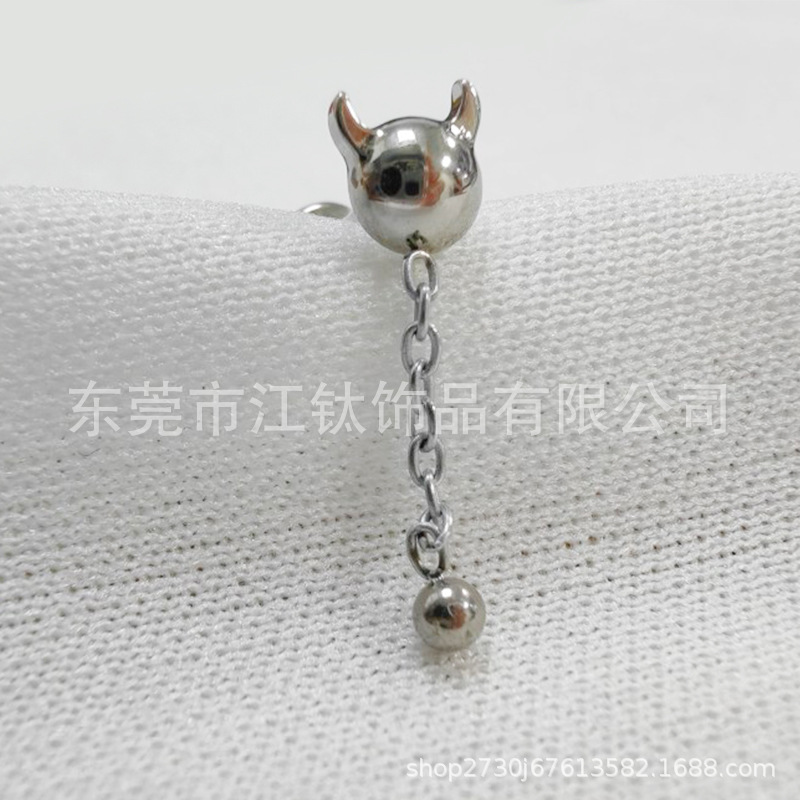 G23 Titanium Deviruchi Horn Pendant Ear Bone Nail Cartilage Earring - ASTM F136 - Image 2