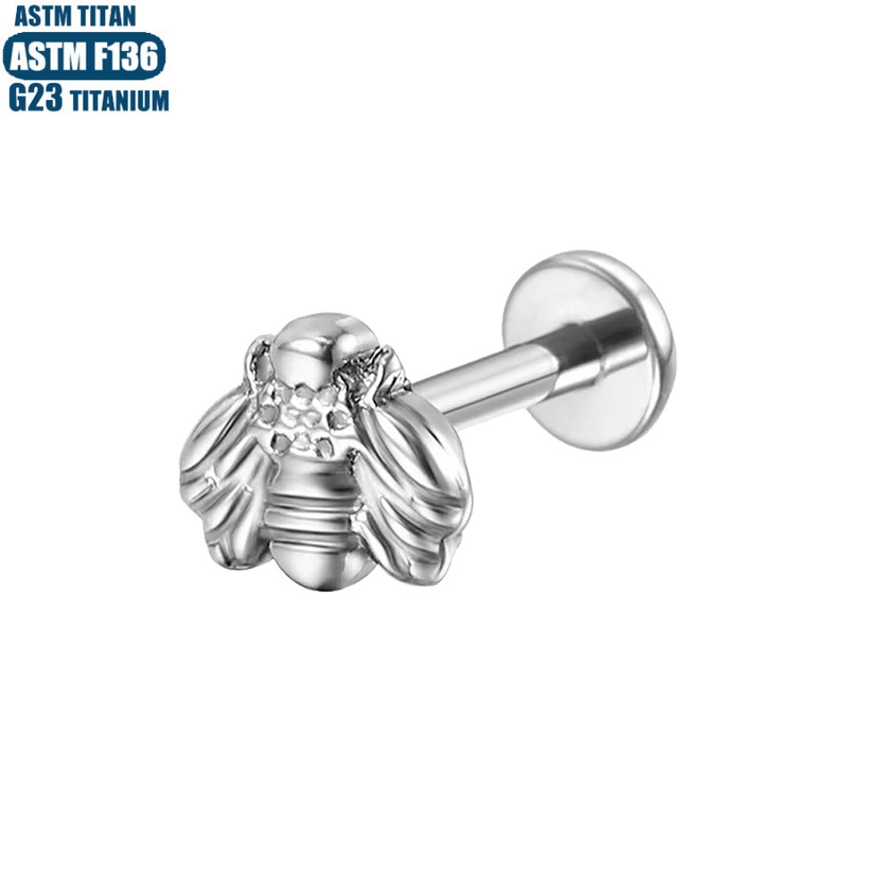 G23 Titanium Bee Lip Ring 16G Labret Stud Inner Thread Body Piercing Jewelry for Women Men Lip Ear - Image 3