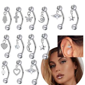 Stainless Steel Butterfly Face Eyebrow Ring Lip Ring Ear Bone Nail Fashion Claw Distinctive Style Piercing