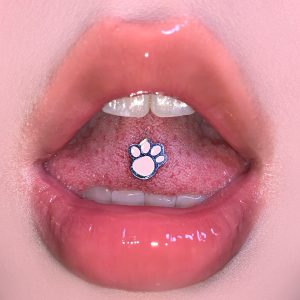 Dropping Oil Cute Cat Claw Tongue Barbell 316L Surgical Steel External Thread Sweet Tongue Piercing Jewelry Wholesale
