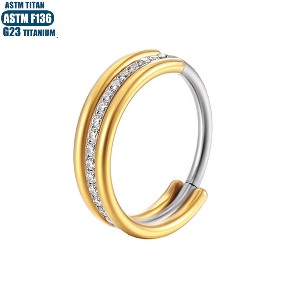 G23 Titanium Alloy Nose Ring Seamless Open Ring Middle Diamond Zircon CZ Septum Ring Ear Piercing Jewelry Fashion OL - Image 3