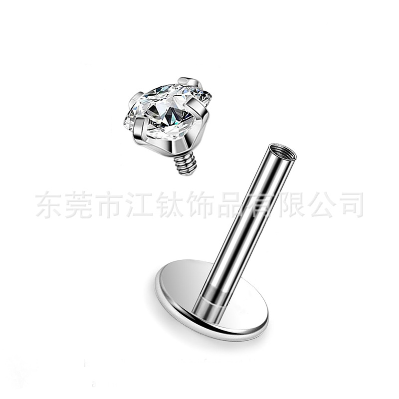 G23 Titanium Alloy Earring Thread 0.8 Wire Diameter Prong Setting Cartilage Ear Stud Body Jewelry - Image 5