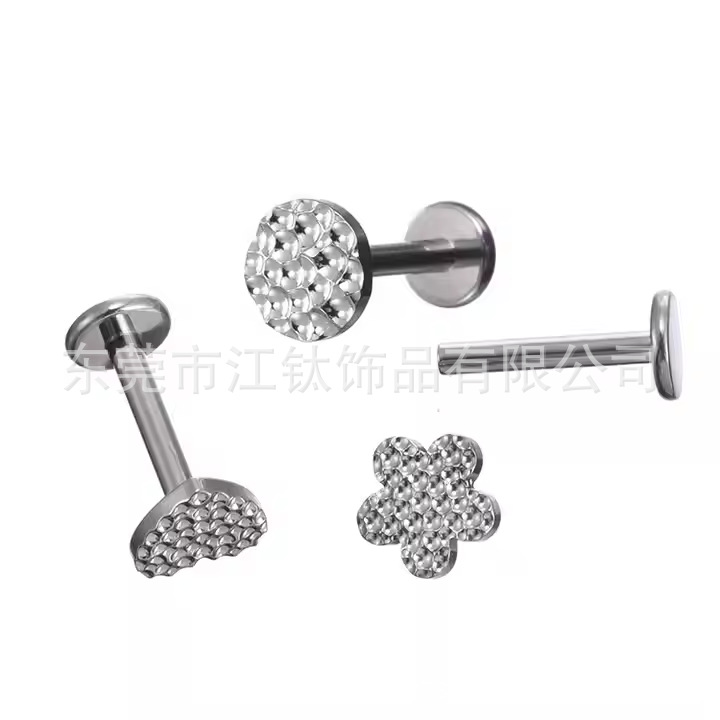 G23 Titanium Ear Bone Nail Flower Water Drop Square Hammer Pattern Body Piercing Ear Stud - Image 4