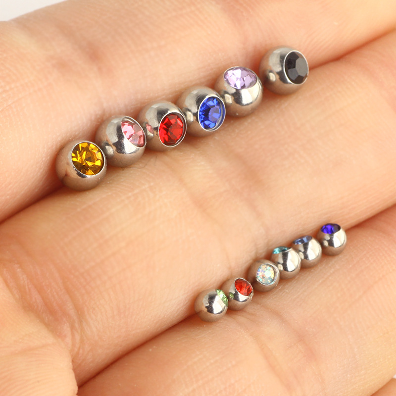 Wholesale 1.2mm Threaded Stainless Steel Ball Piercing Replacement Part for 1.6mm Horseshoe Ring Lip Nail - Image 3
