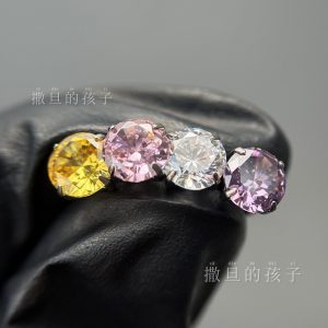 Titanium Alloy Flashing Zircon Tongue Piercing Barbell Internally Threaded for Women