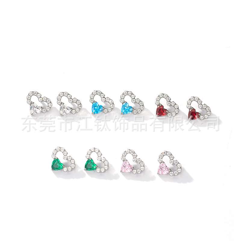 Heart Inlaid Zircon G23 Titanium Ear Bone Nail Cartilage Stud Ear Piercing Jewelry - Image 4