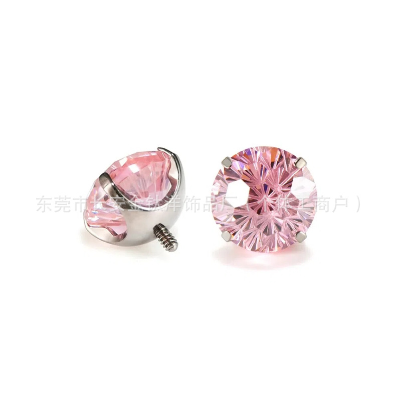 F136 Titanium Round Bottom Inner Teeth Fireworks Cut Zircon Lip Nail Ear Bone Nail G23 Titanium Alloy Body Piercing Jewelry Ear Stud - Image 4