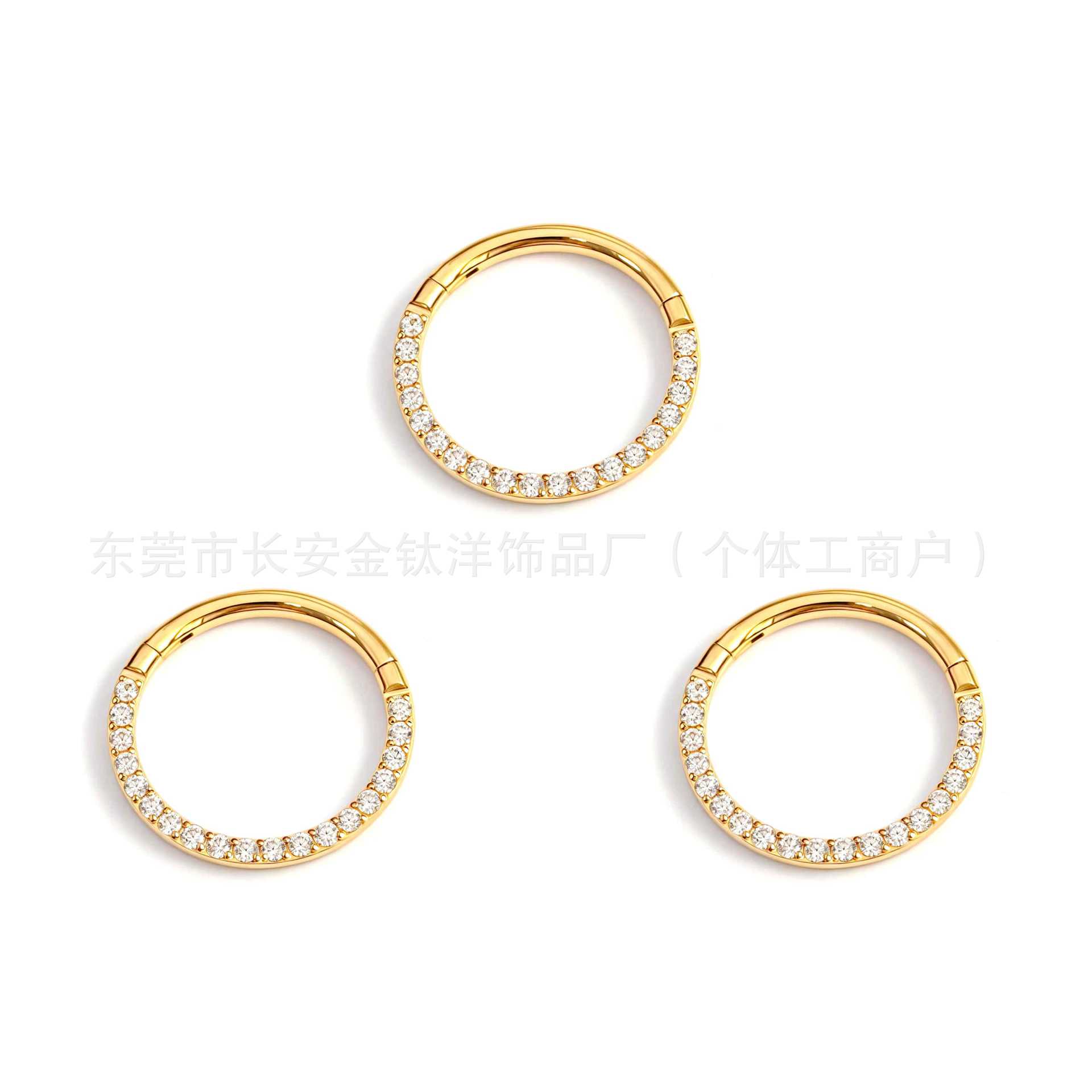 F136 Titanium Half-Studded Diamond Closed Ring Seamless Hoop Earrings Nose Ring Lip Ring Piercing Jewelry - Image 3