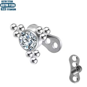 G23 Titanium Clasper Nail Inlaid Zircon Implant Body Piercing Jewelry