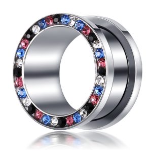 Classic Heart Ear Expansion Stainless Steel Mixed Color Zircon Diamond Ear Plugs Jewelry 16mm