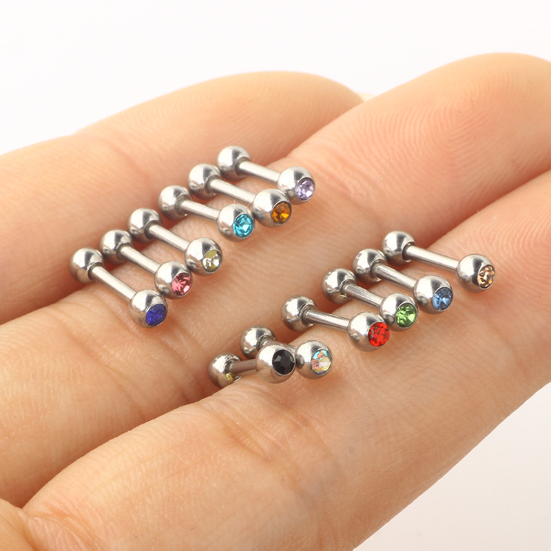 Stainless Steel Single Head Rhinestone Star Ear Stud Cartilage Piercing Jewelry 1.2*6*3 Straight Rod - Image 4