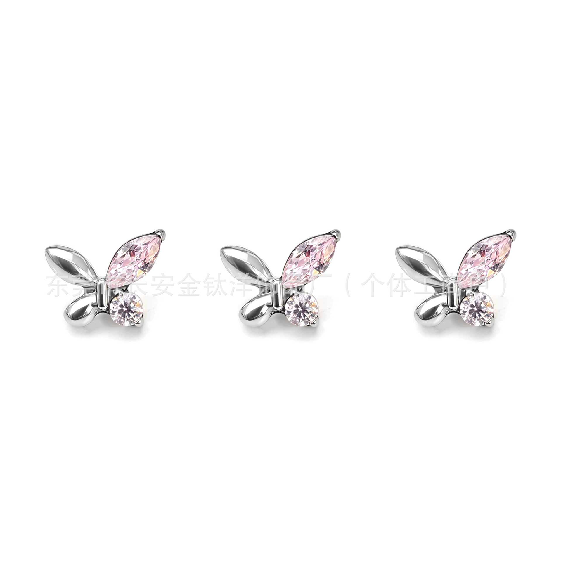 F136 Titanium Butterfly Marquise CZ Lip Piercing Labret Stud Ear Cartilage Stud Body Jewelry - Image 3