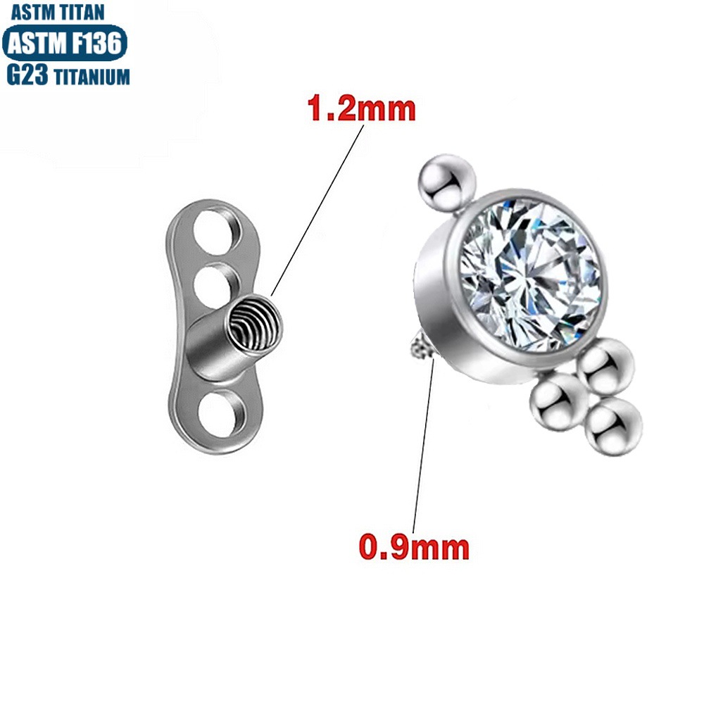 G23 Titanium Buried Bone Nail with Diamond Internal Thread Solder Ball Human Puncture Jewelry Clavicle Skin Graft Nail Clavicle Nail with Base - Image 3